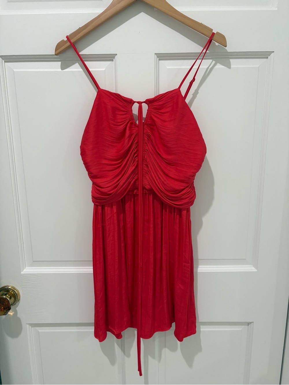 House of Harlow 1960 Red Ruched Spaghetti-Strap Chemise
